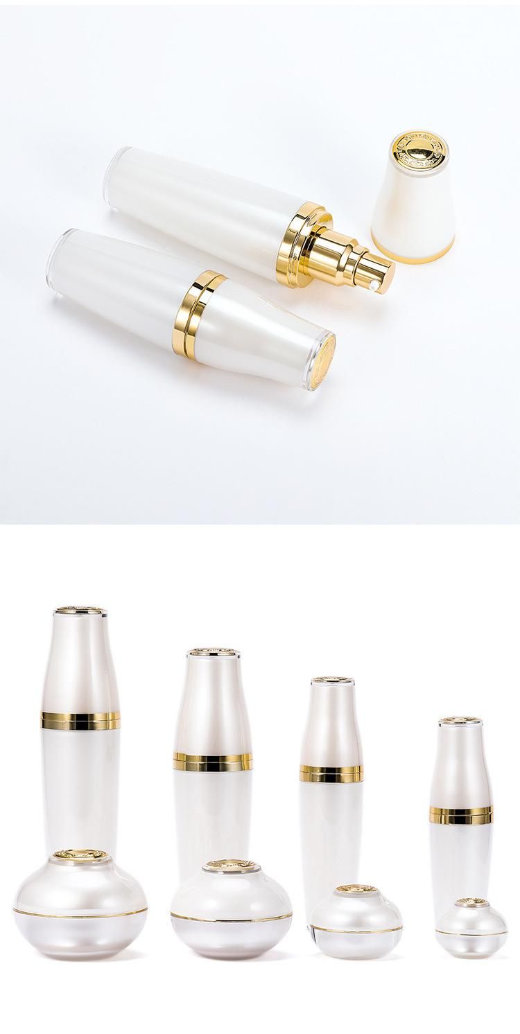 Popular Unique 30ml 50ml 80ml 120ml Square Cosmetic Acrylic White Golden Plastic Cream Lotion Bottles