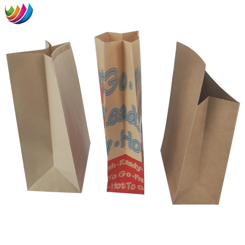 Custom Design Food Packaging Take Away Brown Kraft Paper Bag