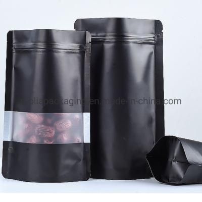 Factory Customized Plastic Bags/Stand up Sealing Bags Food Grade with Zipper and Tear Notches/Clear Strip Windows