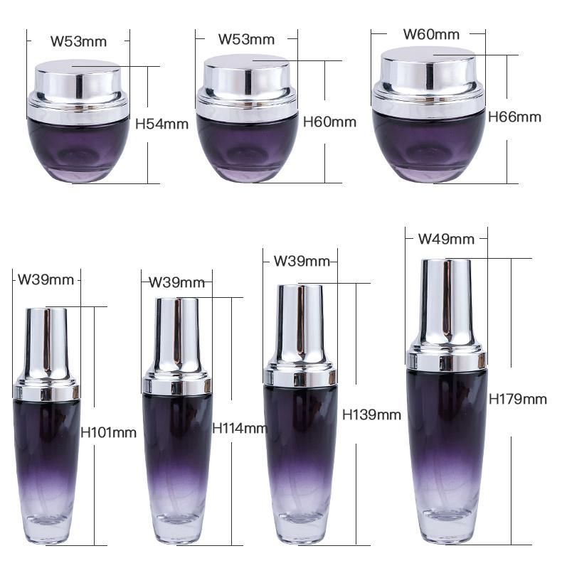 20g 30g 50g 20ml 30ml 50ml 120ml Fast Shipping Purple Black Glass Cosmetic Jars Luxury Skincare Packaging Set