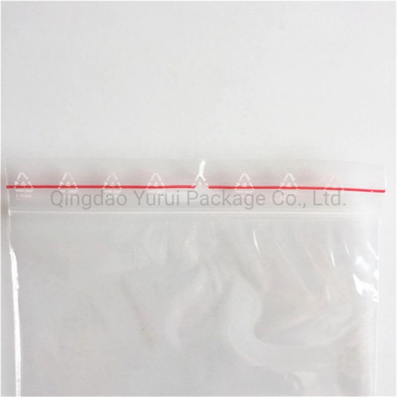 High Transparent Reclosable Ziplock Bag with Red Line on Lip