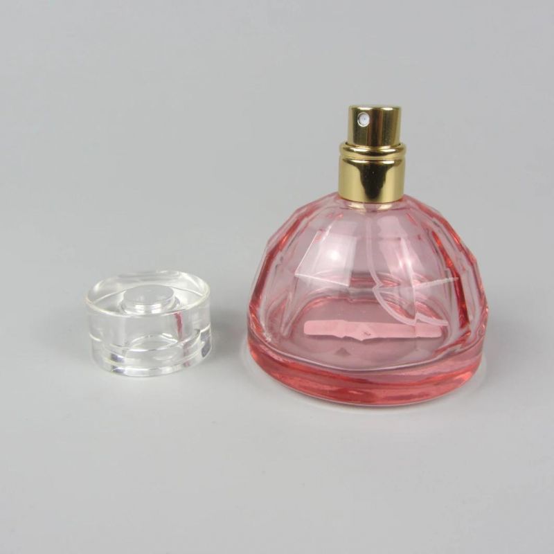 Pink Glass Perfume Bottle 50ml with Pump Spray Cap