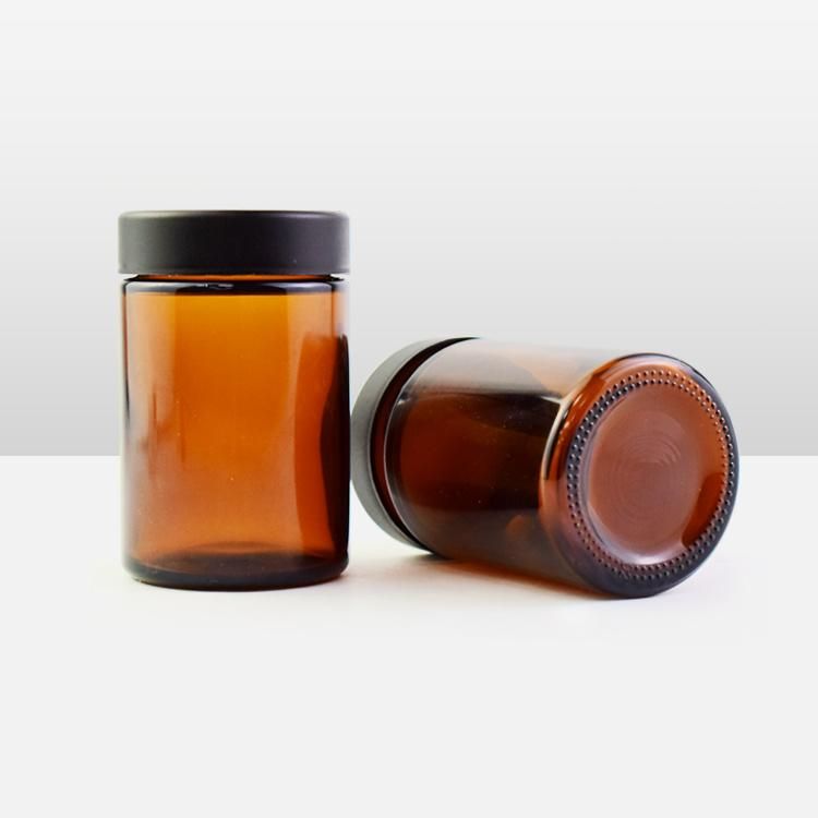 2oz Straight Side Plastic Cap Glass Skin Care Cream Amber Glass Jars for Cosmetic