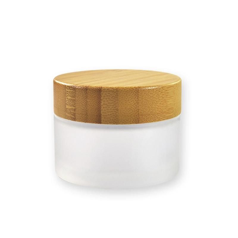 Frosted Cosmetic Packaging, Cream Jar, Glass Jars with Wooden Lid