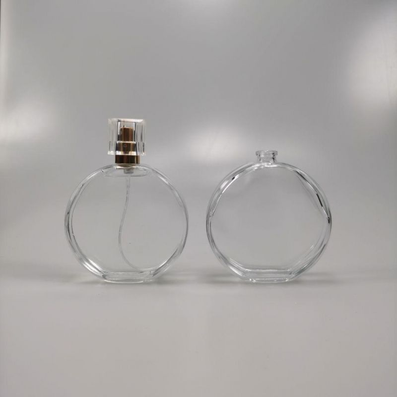 Bulk Wholesale 25ml 30ml 50ml 100ml Empty Flint Glass Flat Refillable Perfume Bottle with Spray Atomizer