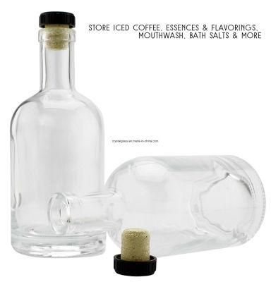 Heavy Base Glass Liquor Bottle with Cork