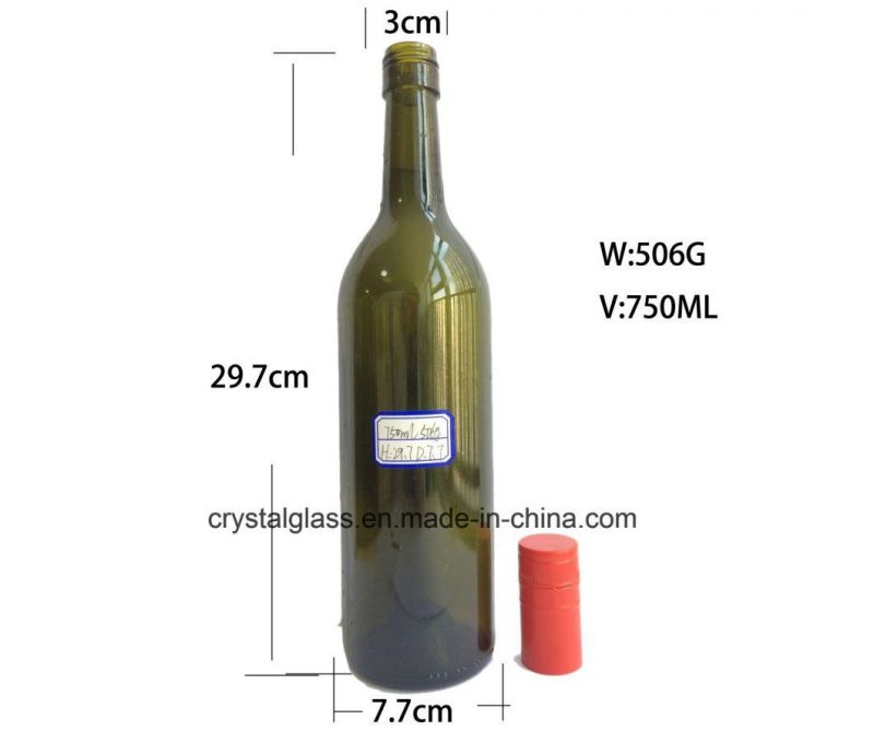 750ml Red Wine Glass Bottle in Green &Whisky Wine Bottle