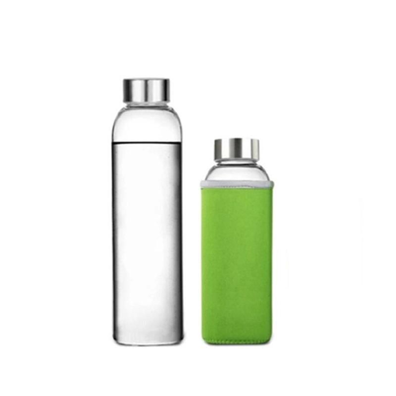 500ml 16 Oz Round Juice Water Glass Bottles with Metal Lids and String