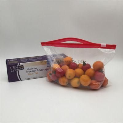 Small Size Food Packing Snacksize Slider Bag with Easy Open Tabs Snack Sandwich Gallonsize Ziplock Slider Bag in Color Box