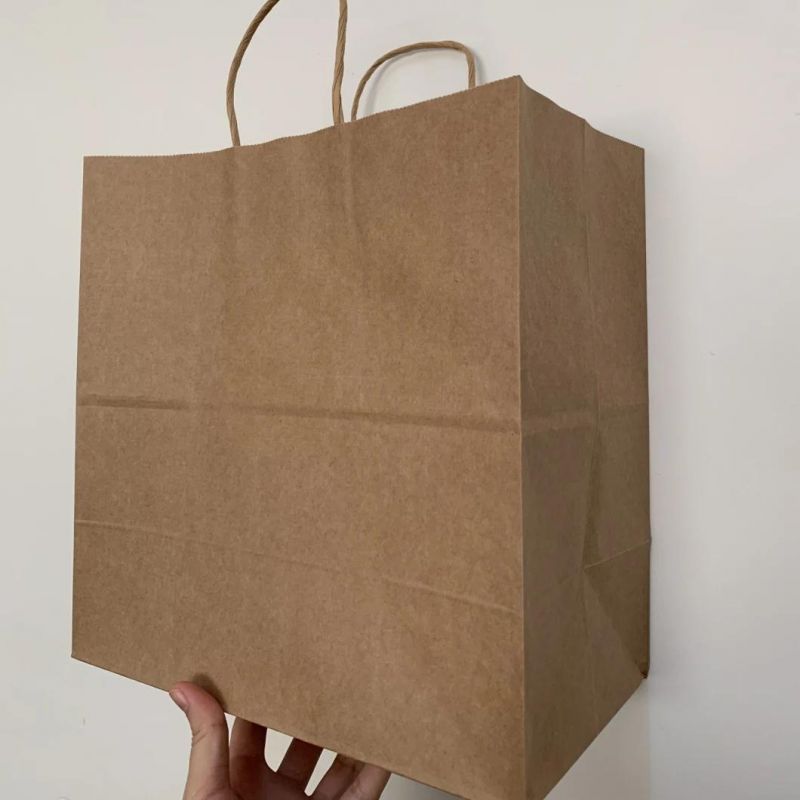 Recycled Shopping Take out Kraft Paper Package Bag Design Printed Logo Bag with Handle