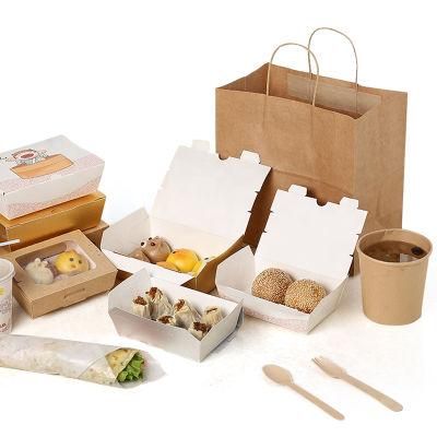 Disposable Takeaway Lunch Fast Food Packing White Cardboard Paper Box