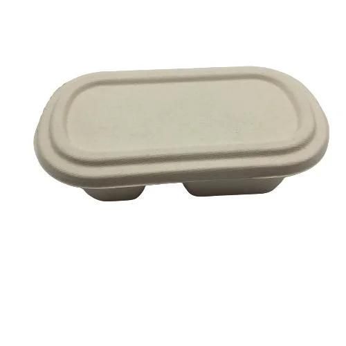 Rectangle 800ml 2 Compartment Food Container with Pulp Cover