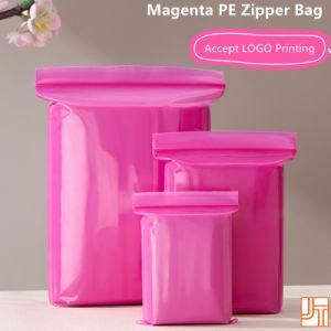 Magenta PE Zipper Bag Rosein Mylar Bag for Cosmetic Clothes Custom Printing Bag