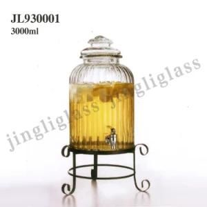 3L Glass Dispenser Jar with Tap / Beverage Glass Jar