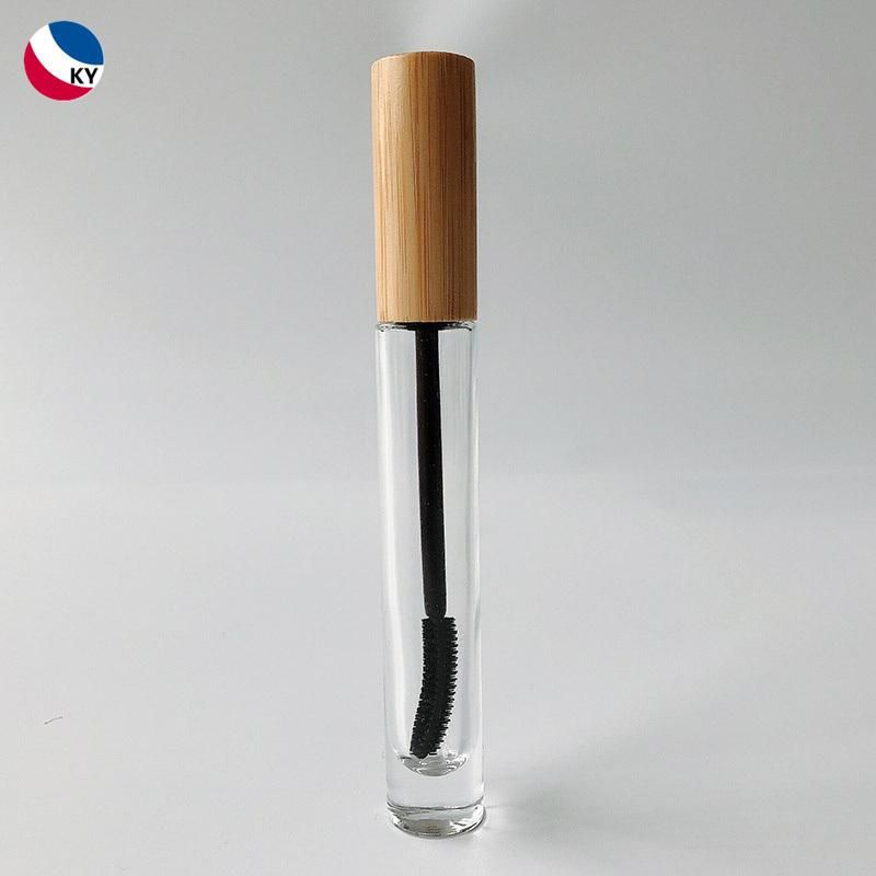 10ml Bamboo Applicator Cap Mascara Lip Gloss Container Transparent Clear Amber Glass Tube