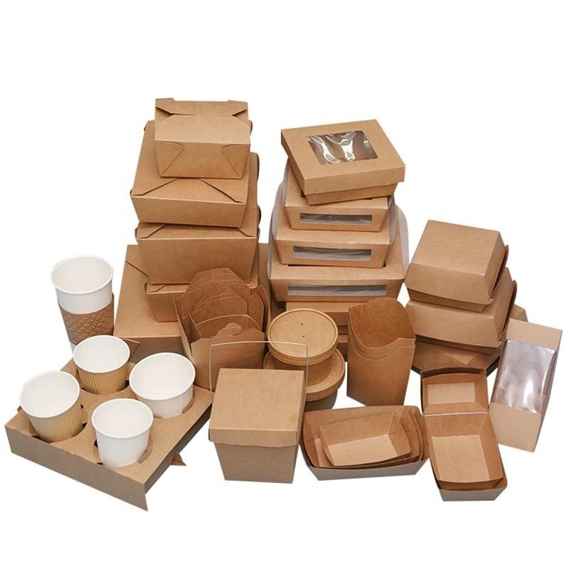 Customized Cardboard Burger Box Fast Food Takeaway Packaging Kraft Paper Hamburger Box