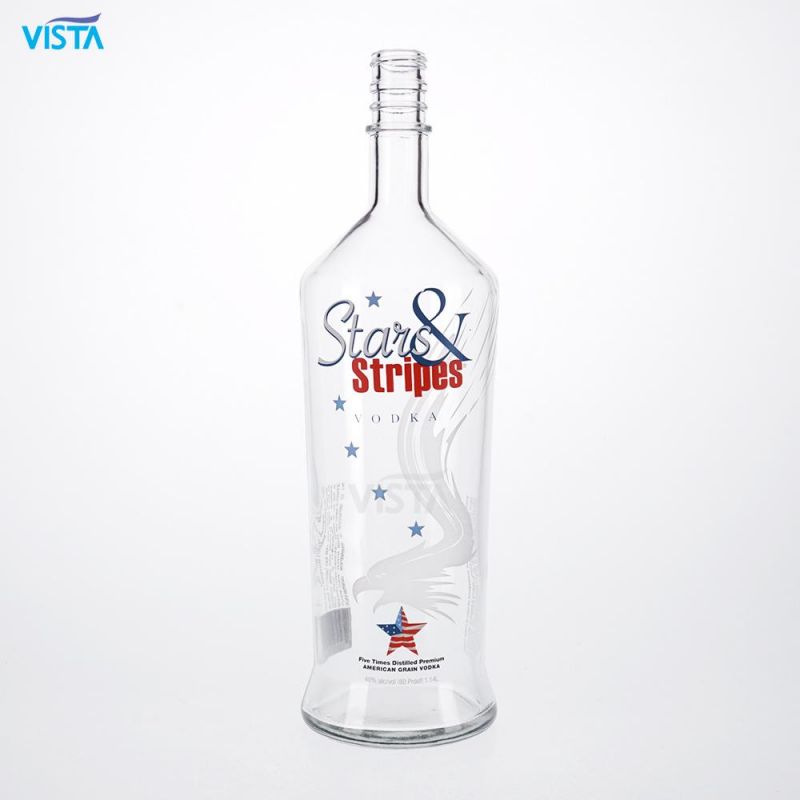 1140ml High Flint Vodka Glass Bottle with Screw Cap with Decal