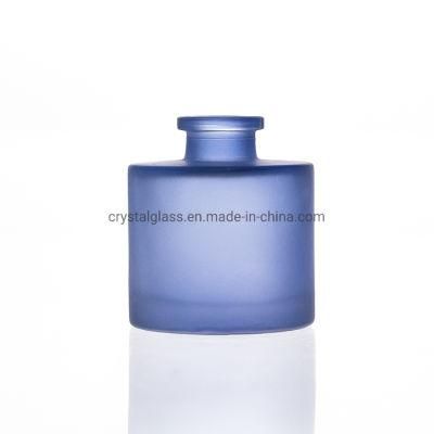 50ml 100ml 200ml Round Shaped Frosted Matte Blue Home Glass Fragrance Diffuser Bottles