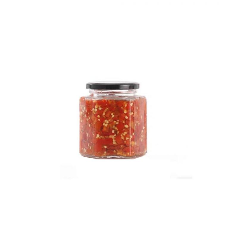 300ml Hexagonal Jam Food Packaging Honey Glass Jar for Sealing with Lid
