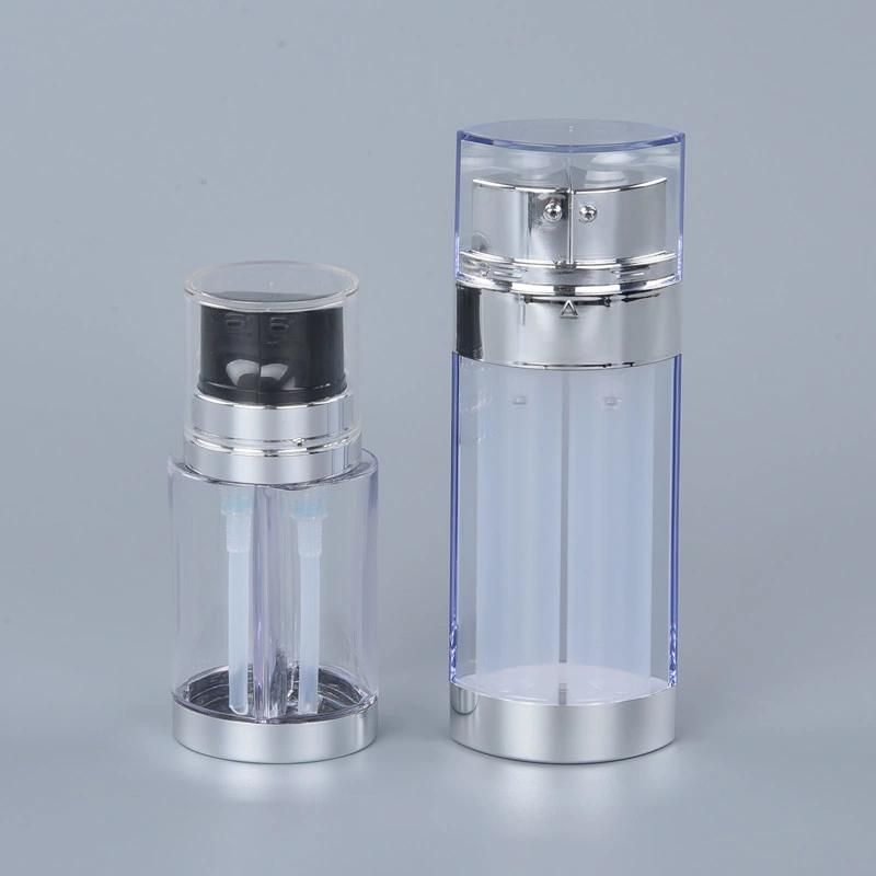 Luxury Plastic PETG 30ml 50ml Dual Chamber Airless Pump Bottle