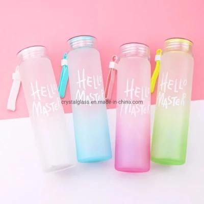 400ml Glass Frosted Travel Water Bottle