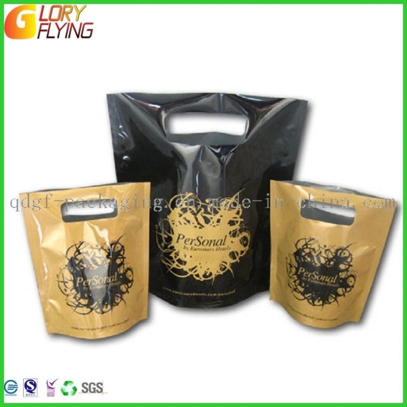 Bio Plastic Gift Bag with Paper Labels/PE Packaging Pouch with Excellent Printing Factory