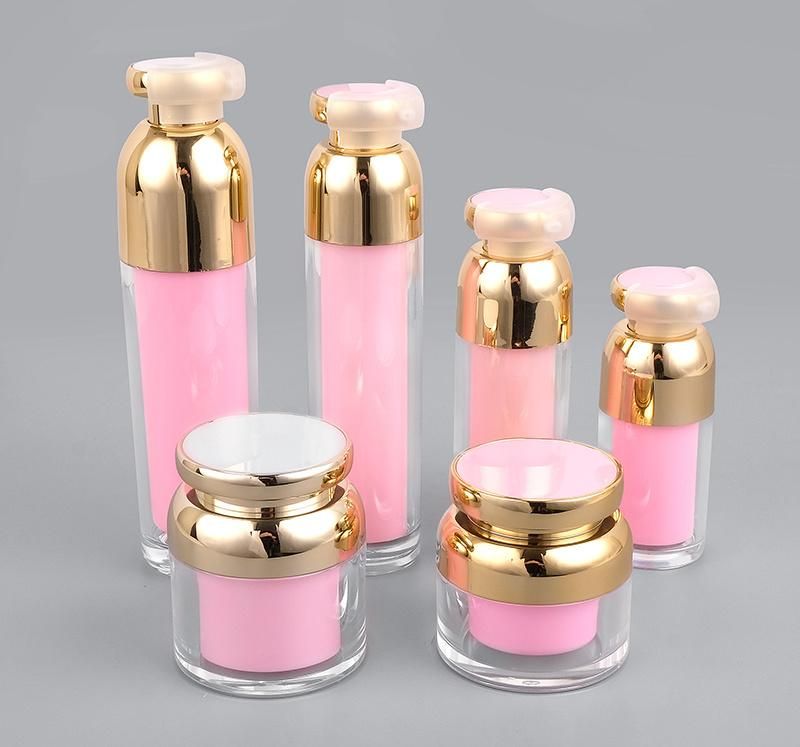 in Stock Pink Empty Plastic Cosmetic Jar 15ml 30ml 50ml 100ml Cosmetics Bottles and Jars Set