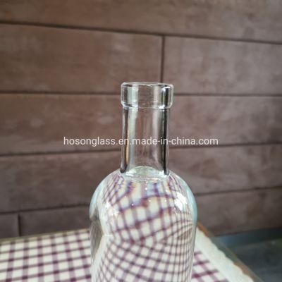 Hoson Wholesale Extra Flint Round Whiskey Bottle 700ml 750ml 1000ml Gin Glass Bottle