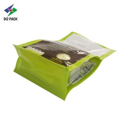 Dq Pack Custom Printed Mylar Bag Laminated Material Packaging Bag Reusable Quad-Seal Flat Bottom Bag for Flour Packaging