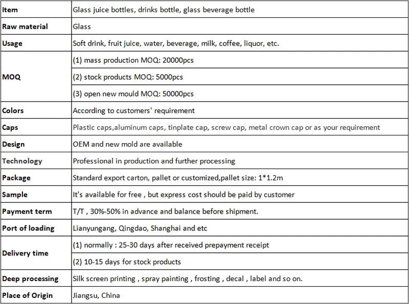 300ml Drinks Bottles Glass Material Supplier From China