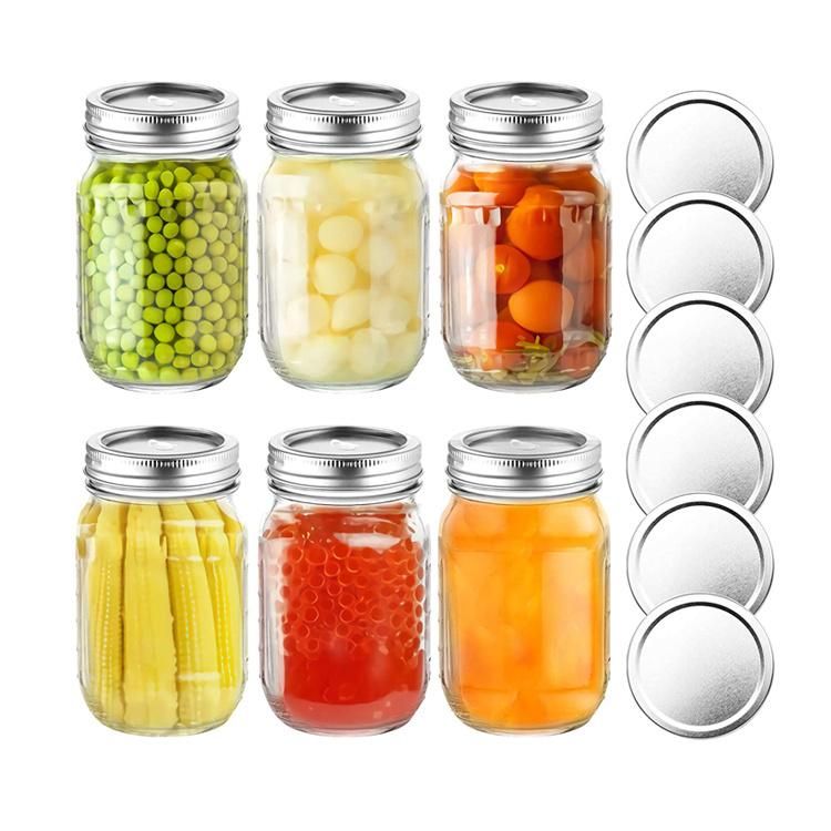 Empty Wide Mouth Food Storage Canning Glass Mason Jars with Metal Lid