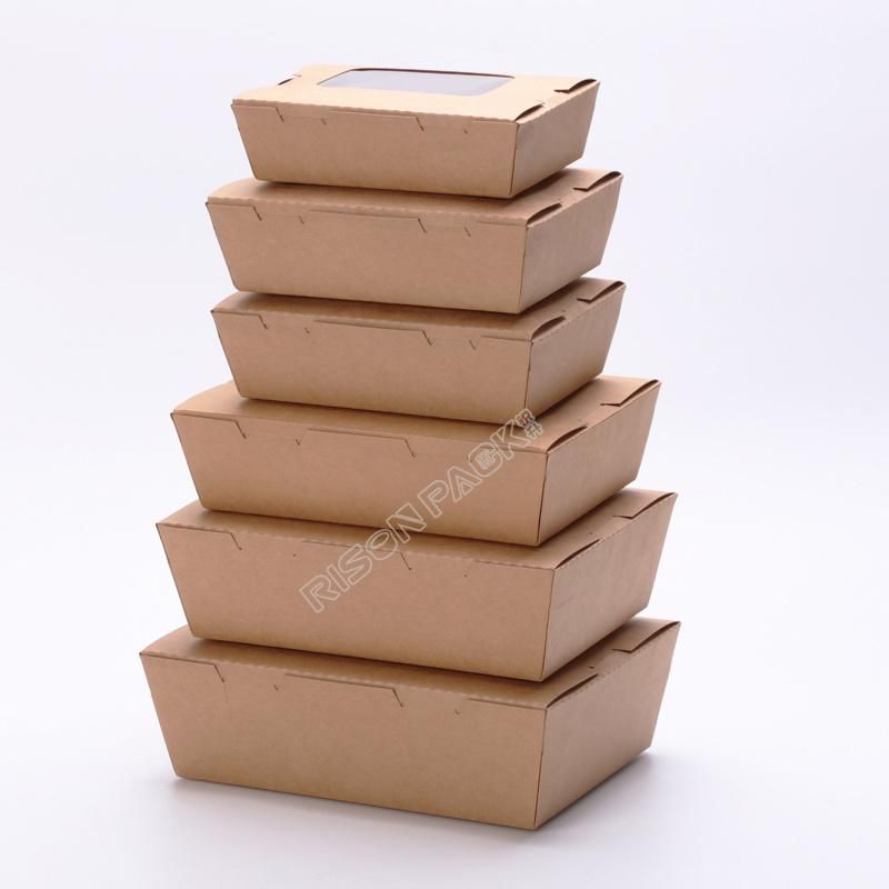 Disposable Takeaway Food Kraft Paper Container Fast Food Package Box