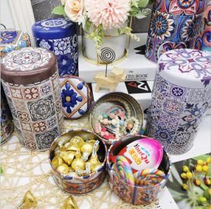 Ethnic Style Three-Layer Round Tin Canister Candy Packing Box Small Tin Box Tea Canister Tin Box