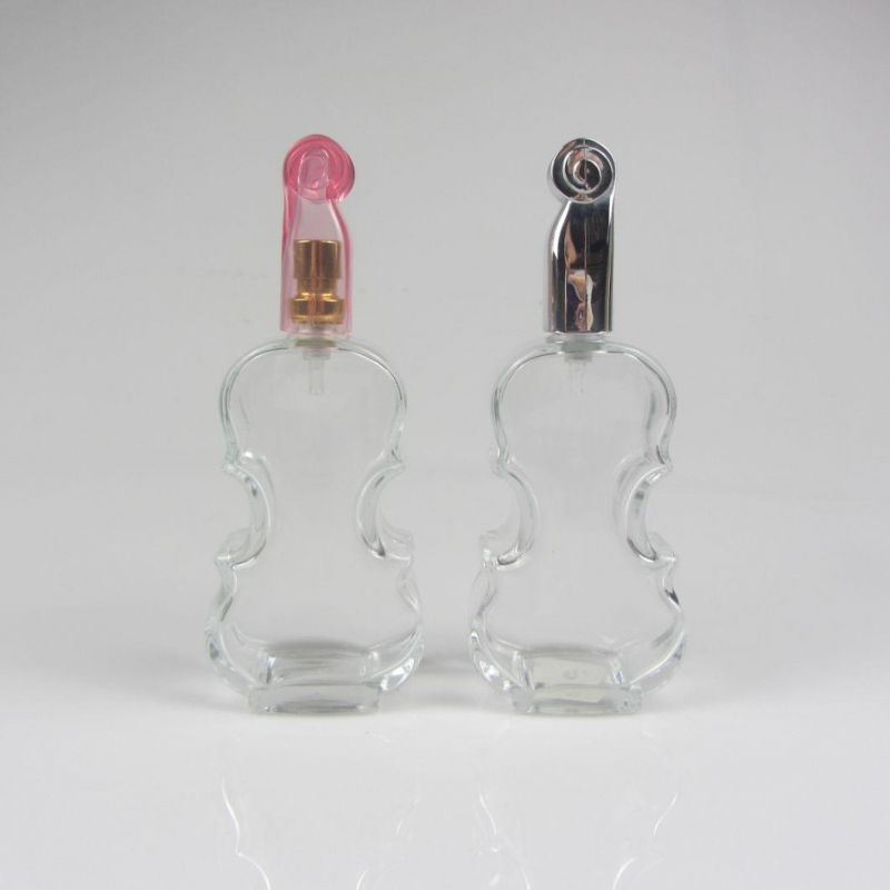 100ml Glass Perfume Bottle in Guitar Shape with Pink Cap