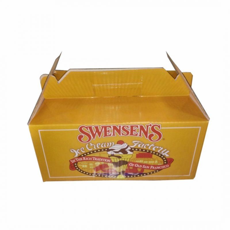 Blue Color Printing Corrugated Paper Box with Handle