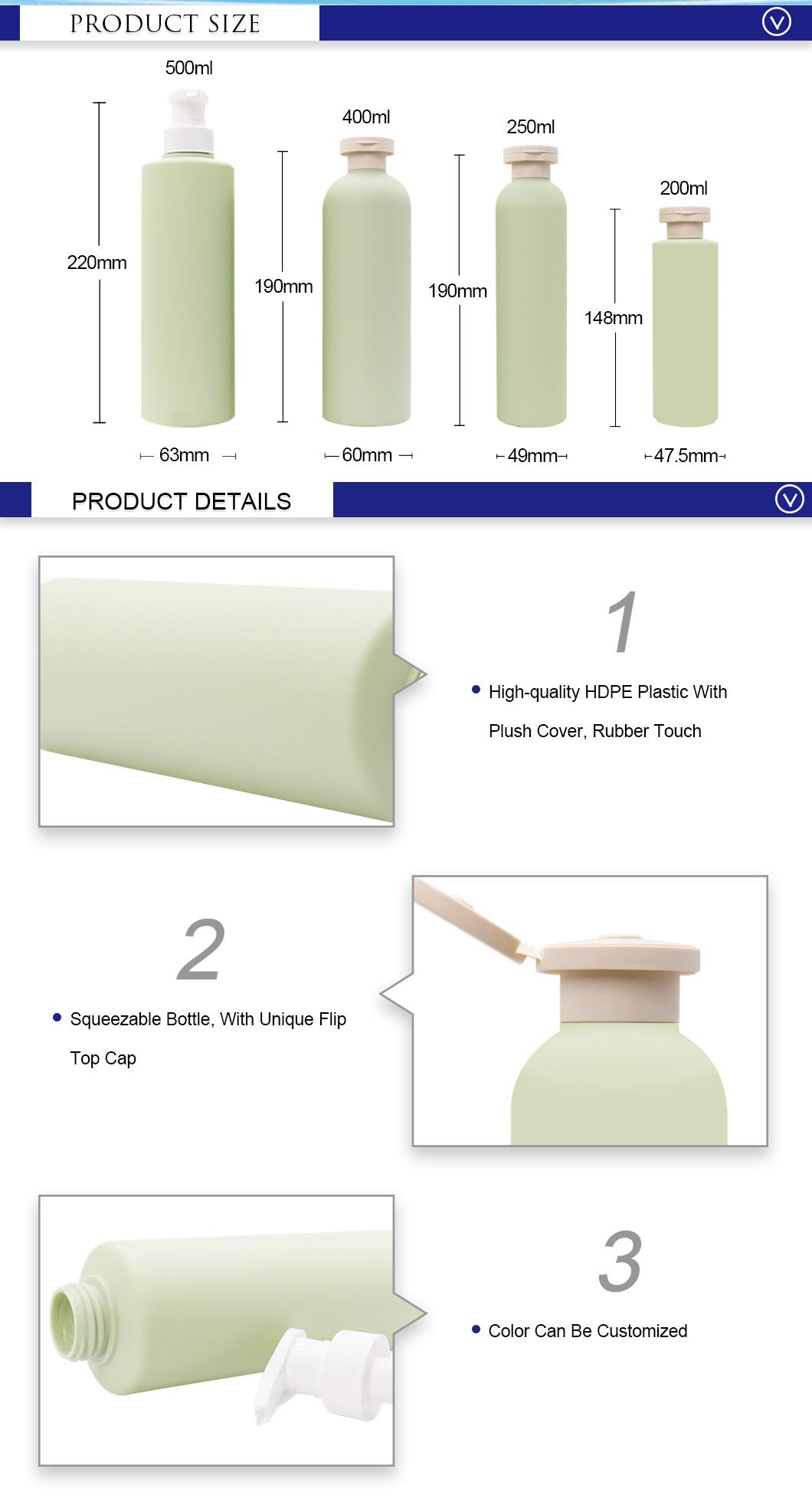 Multi-Function Eco Friendly Customized Plush Plastic Soft Squeeze Shampoo Bottles