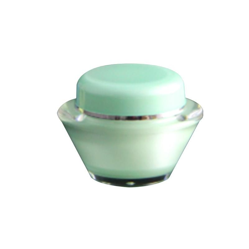 15g 30g 50g Customized Empty Green Double Wall Acrylic Jars for Face Cream Cosmetic Container