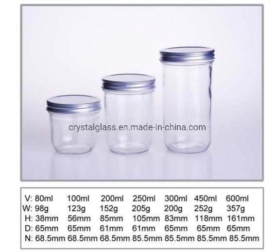 Clear Empty Jam Glass Bottle Honey Jar Glass Food Mason Jar with Cap 10oz 16oz