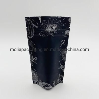 Logo Design Printed Resealable Matte Stand up Pouch Smell Proof Plastic Zip Lock Black Mylar Bags