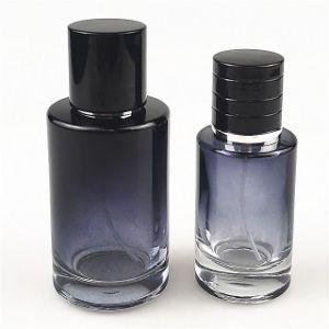 50 Ml 30 Ml Flame Plating Black Cylinder Glass Perfume Bottle with Spray