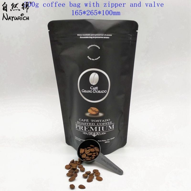 Kraft Paper Coffee Bag with Valve Food Packaging Zipper Pouches