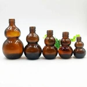 Amber Double Gourd Shape Glass Essential Oil Dropper Bottle for Cosmetic