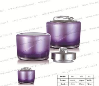 Environmental Protected Unoque Shape Purple Acrylic Cosmetic Jar 50g Wholesale