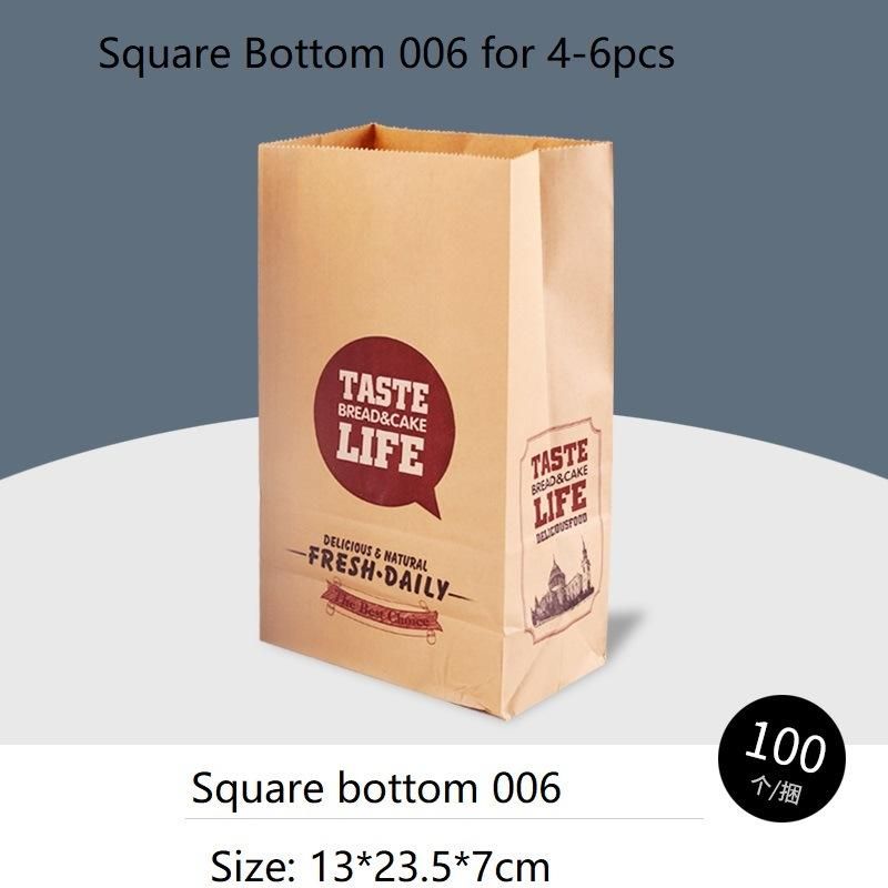 Square Bottom Paper Bag Bread Packing Bag Food Packaging Bag