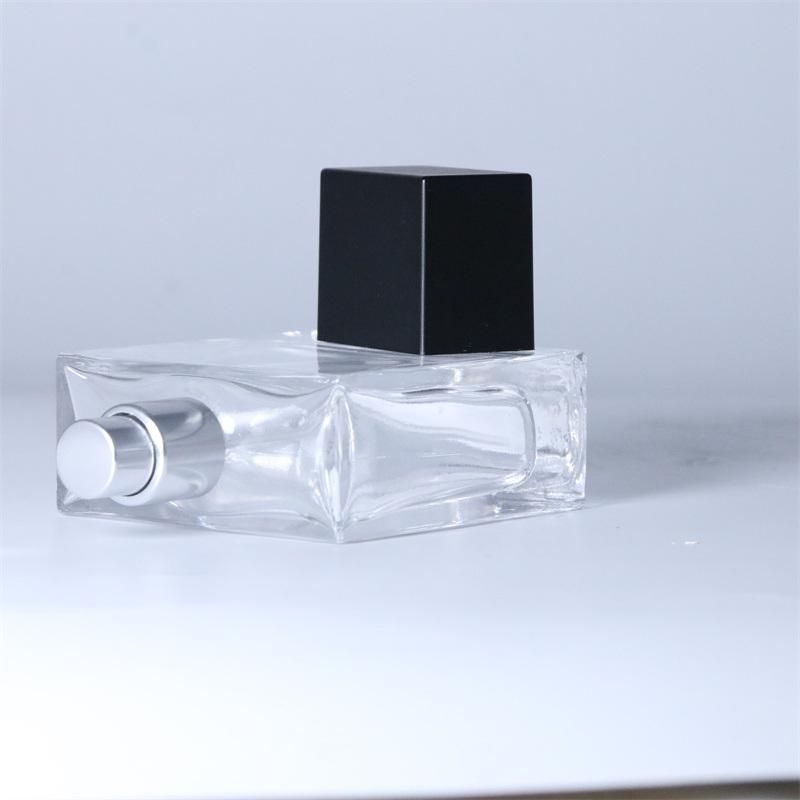 Wholesale Custom Logo 50ml Black Cap Perfume Bottle Glass