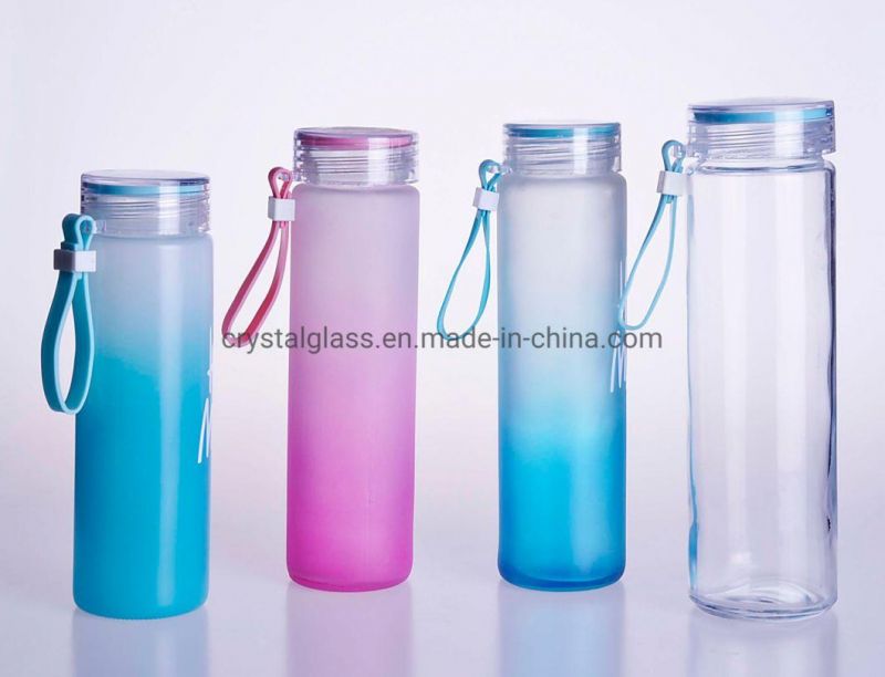 ODM 450ml 550ml Wide Mouth Glass Drinks Water Bottle with Logo Printing