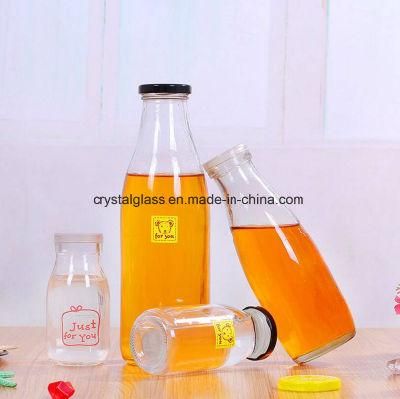 Fresh Milk Glass Bottles with Metal Lug Lid Free Sample 250ml 300ml
