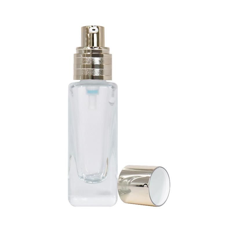 Gold Cosmetic Container Skincare Packaging Clear Empty Glass Lotion Bottle 100ml 120ml