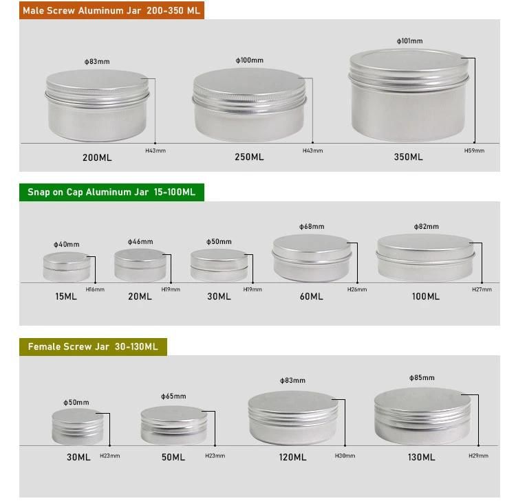 Wholesale Custom 5g-200g Cosmetic Packaging Aluminum Cans Black Aluminum Jar with Screw Lid in Stock