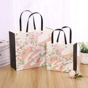 Explosive Korean Fashion Small Fresh Color Printing Flower Gift Bag Customized Multi-Specification Birthday Gift Paper Bag Tote Bag